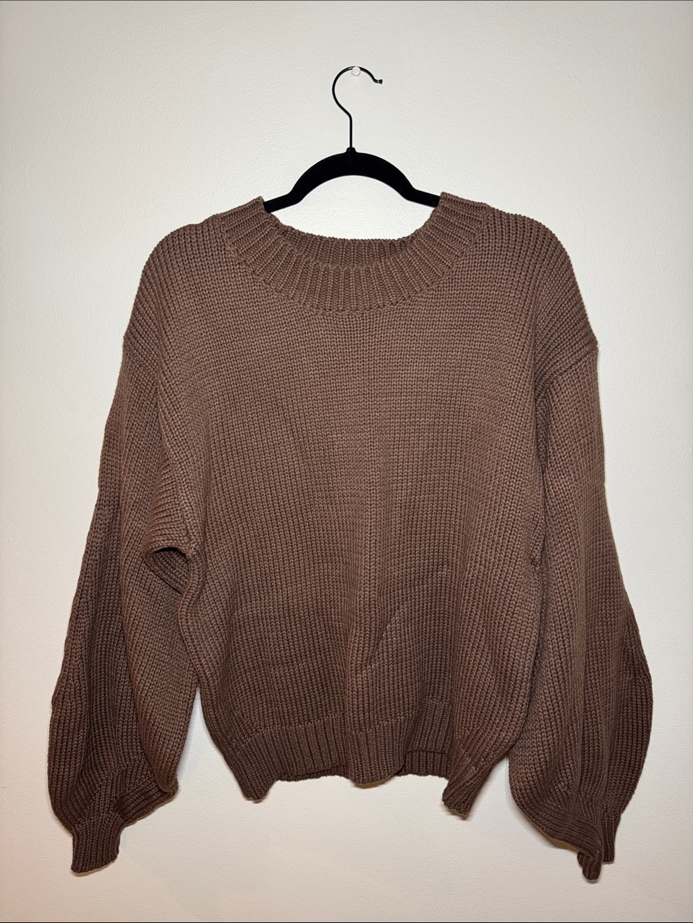 Princess Poly Harmony Classic Chunky Knit Crewneck Sweater - Brown